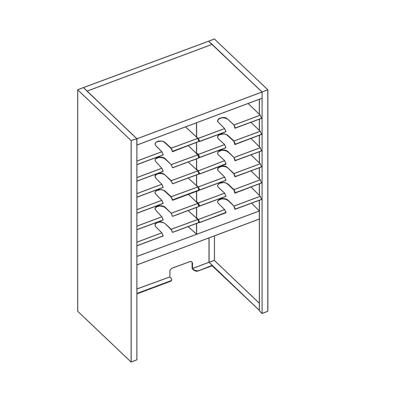 Mailflow Systems Sorter, Closed Back w/ 17" Elevation; 14 Sorting Pockets 15”D