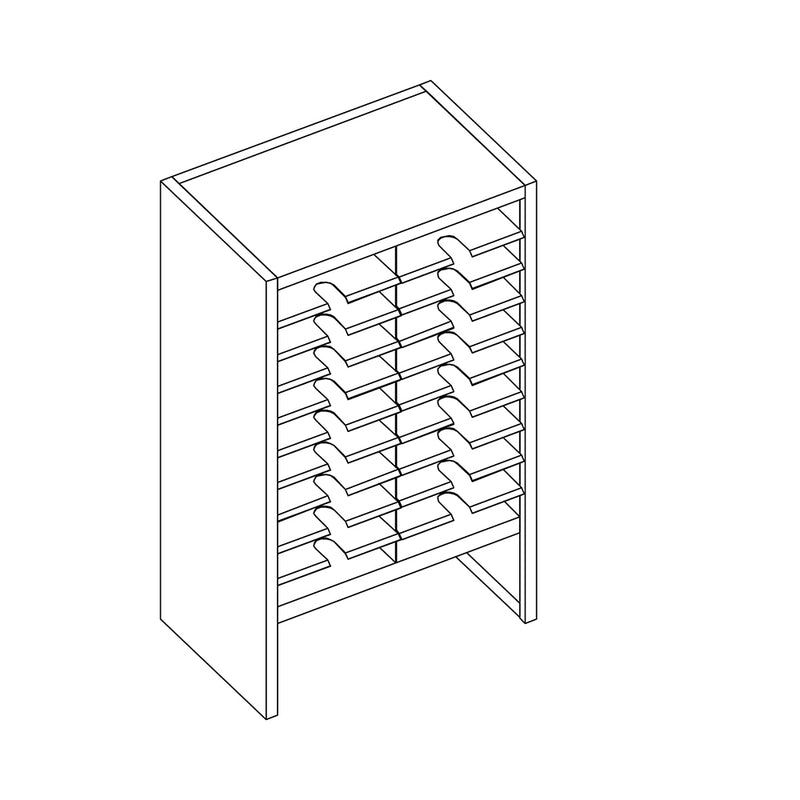 Mailflow Systems Sorter, Closed Back w/ 8" Elevation; 20 Sorting Pockets 15”D