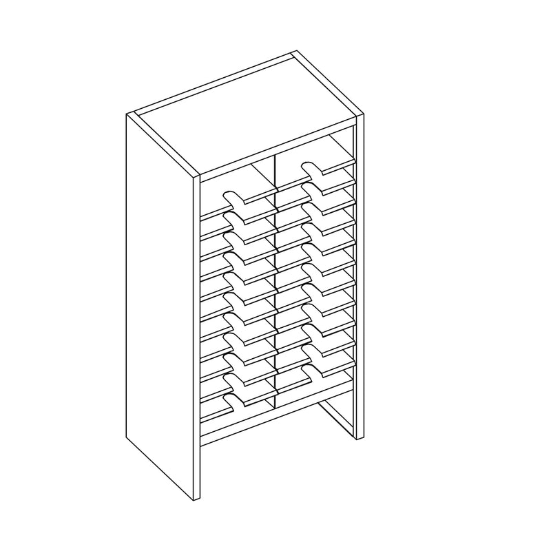 Mailflow Systems Sorter, Closed Back w/ 7" Elevation; 24 Sorting Pockets 15”D