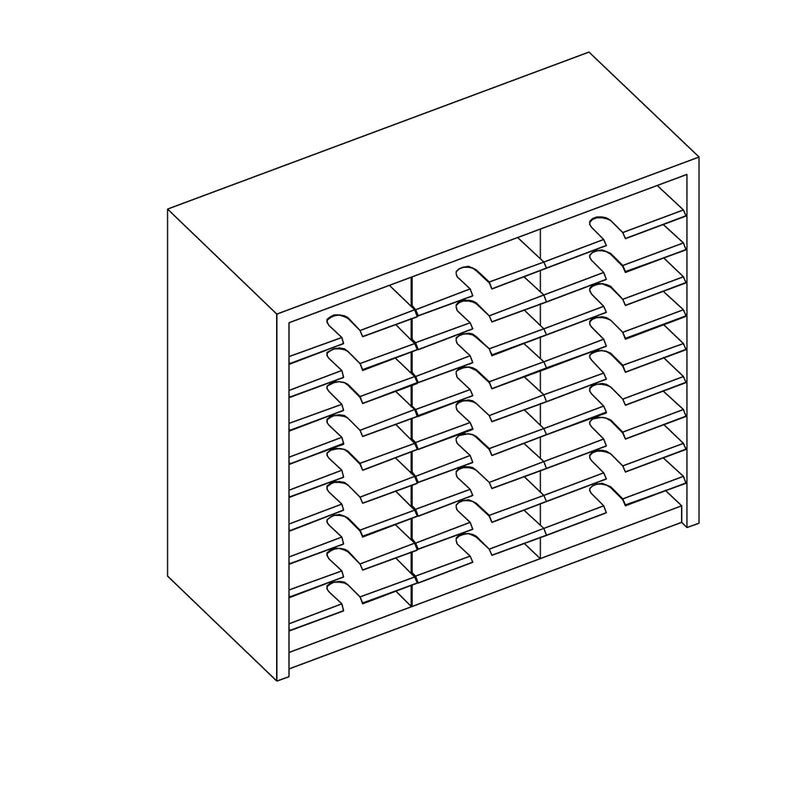 Mailflow Systems Sorter, Closed Back; 30 Sorting Pockets 15”D without Plexi Doors