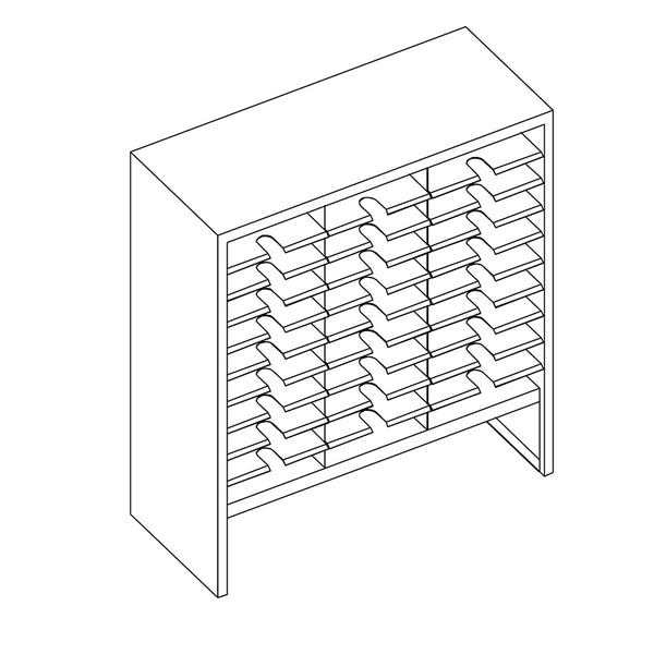 Mailflow Systems Sorter, Closed Back w/ 8" Elevation; 30 Sorting Pockets 15”D