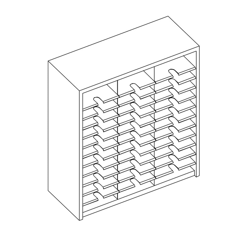 Mailflow Systems Sorter, Closed Back; 36 Sorting Pockets 15”D without Plexi Doors