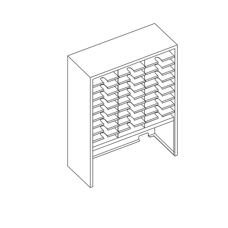 Mailflow Systems Sorter, Closed Back w/ 15" Elevation; 20 Sorting Pockets 15”D