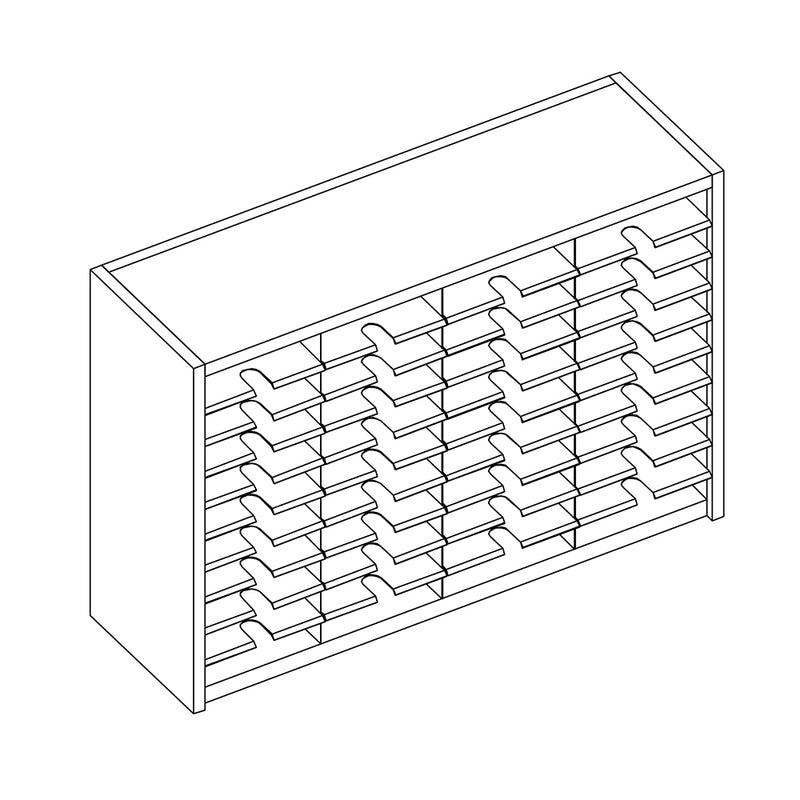 Mailflow Systems Sorter, Closed Back; 40 Sorting Pockets 15”D without Plexi Doors