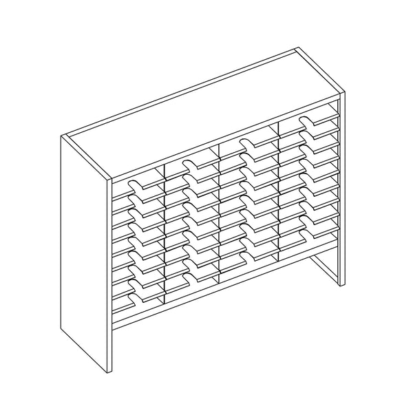 Mailflow Systems Sorter, Closed Back w/ 8" Elevation; 40 Sorting Pockets 15”D