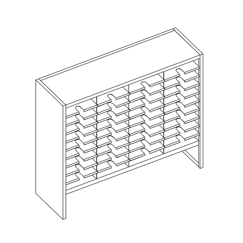 Mailflow Systems Sorter, Closed Back w/ 8" Elevation; 40 Sorting Pockets 15”D