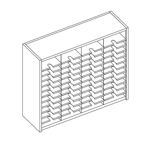 Mailflow Systems Sorter, Closed Back; 48 Sorting Pockets 15”D without Plexi Doors