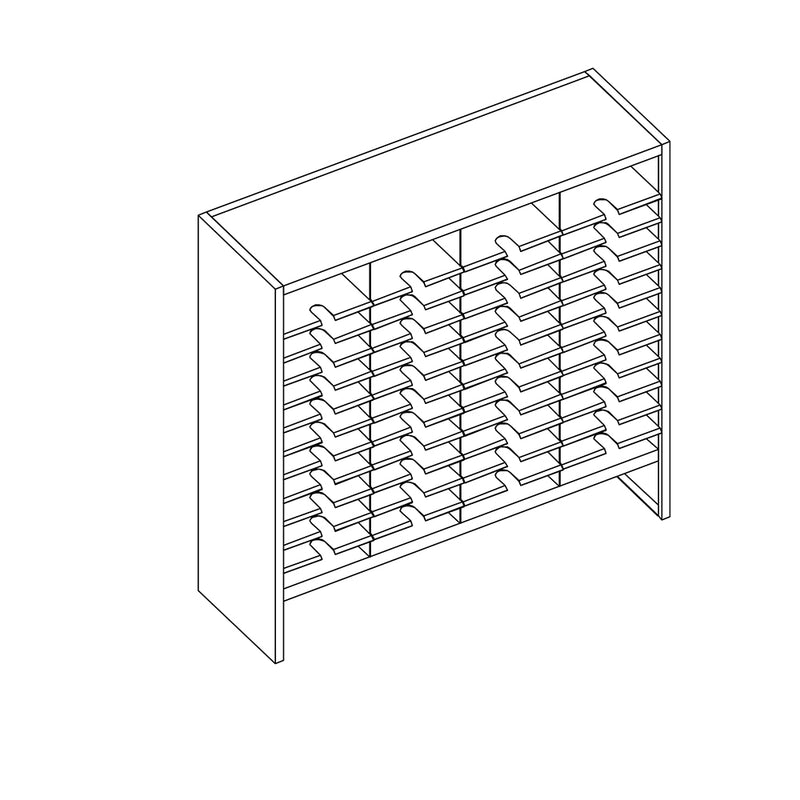 Mailflow Systems Sorter, Closed Back w/ 7" Elevation; 48 Sorting Pockets 15”D