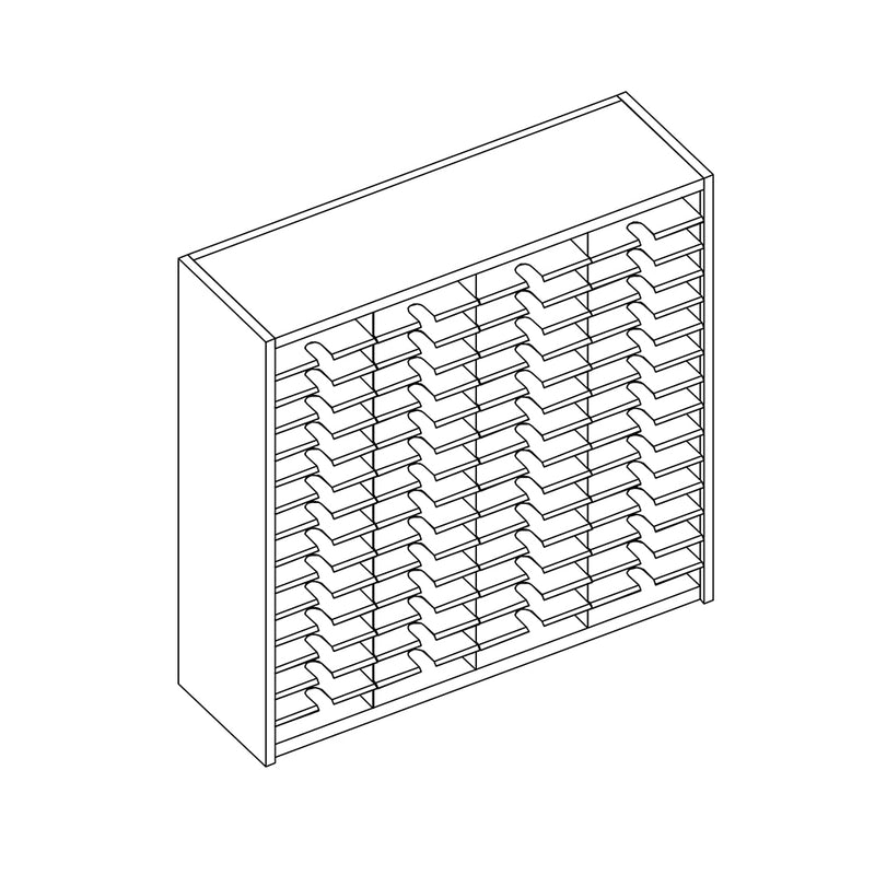 Mailflow Systems Sorter, Closed Back; 60 Sorting Pockets 15”D without Plexi Doors