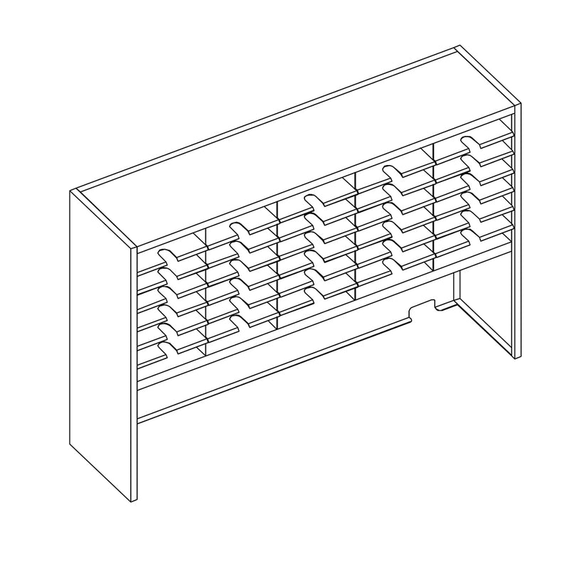 Mailflow Systems Sorter, Closed Back w/ 17" Elevation; 35 Sorting Pockets 15”D