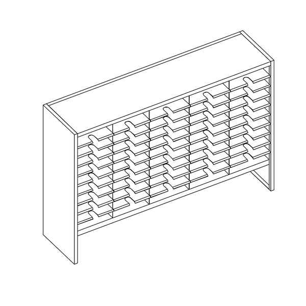 Mailflow Systems Sorter, Closed Back w/ 8" Elevation; 50 Sorting Pockets 15”D