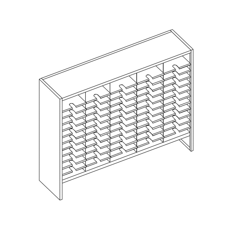 Mailflow Systems Sorter, Closed Back w/ 7" Elevation; 60 Sorting Pockets 15”D