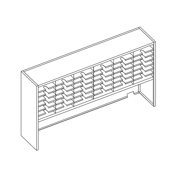 Mailflow Systems Sorter, Closed Back w/ 17" Elevation; 42 Sorting Pockets 15”D