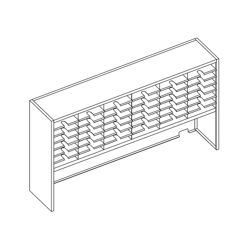 Mailflow Systems Sorter, Closed Back w/ 17" Elevation; 42 Sorting Pockets 15”D