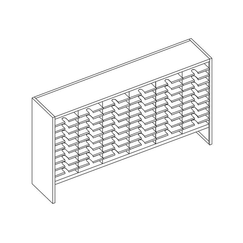 Mailflow Systems Sorter, Closed Back w/ 8" Elevation; 60 Sorting Pockets 15”D