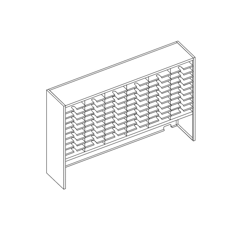 Mailflow Systems Sorter, Closed Back w/ 15" Elevation; 60 Sorting Pockets 15”D