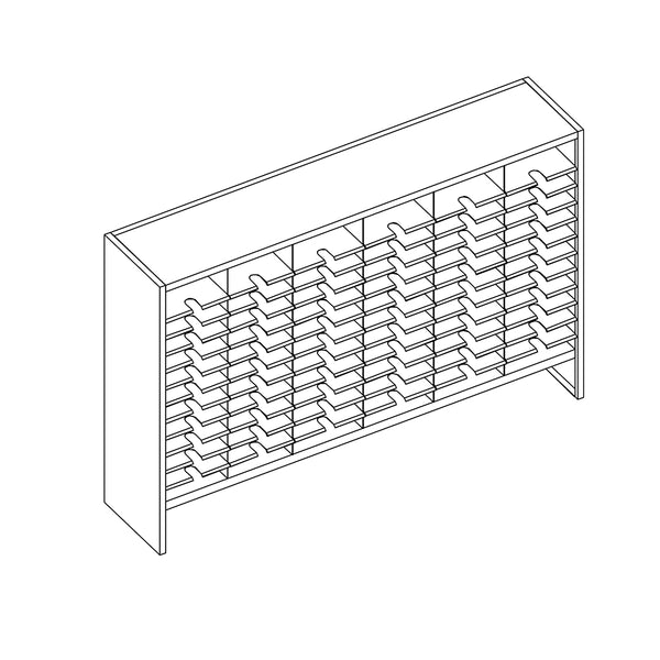 Mailflow Systems Sorter, Closed Back w/ 7" Elevation; 72 Sorting Pockets 15”D