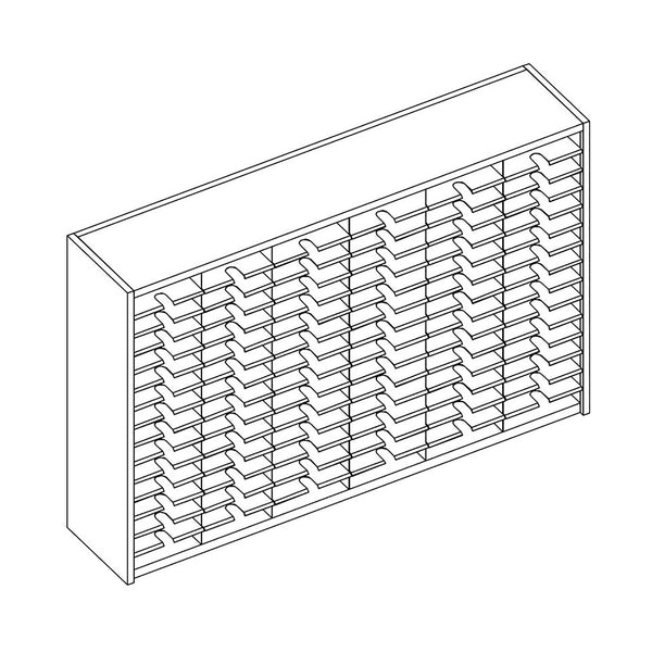 Mailflow Systems Sorter, Closed Back; 90 Sorting Pockets 15”D without Plexi Doors