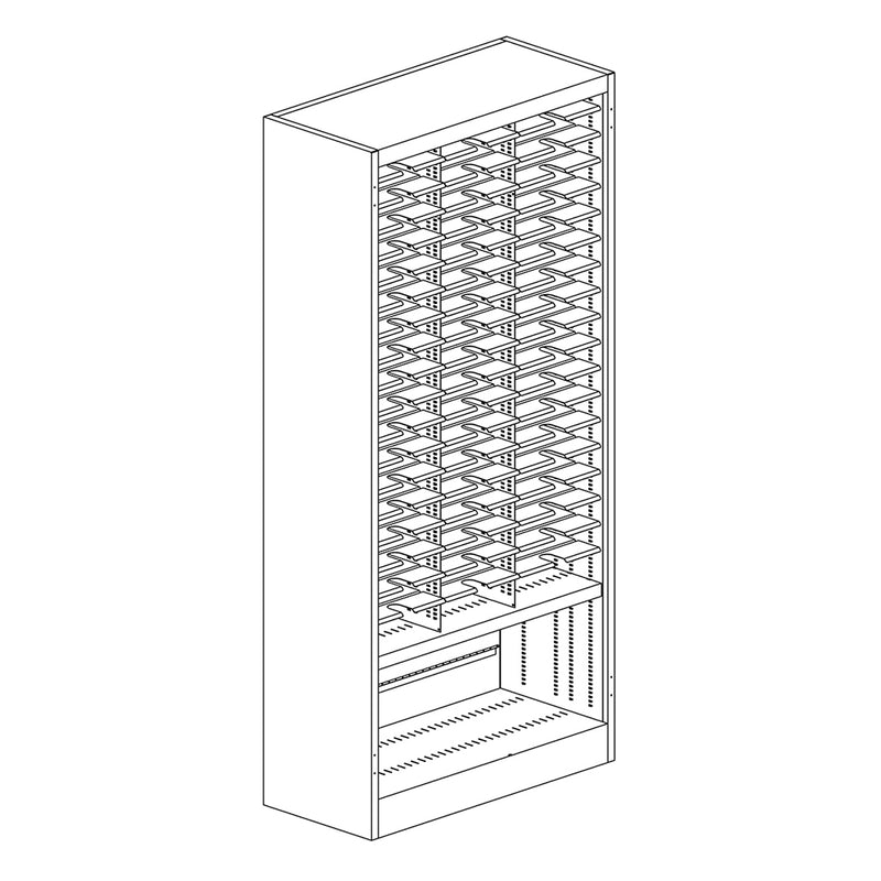 Mailflow System Sorter; 36"W x 64 1/2"H; 45 - 3"H x 12"D Pockets w/ Bottom Storage