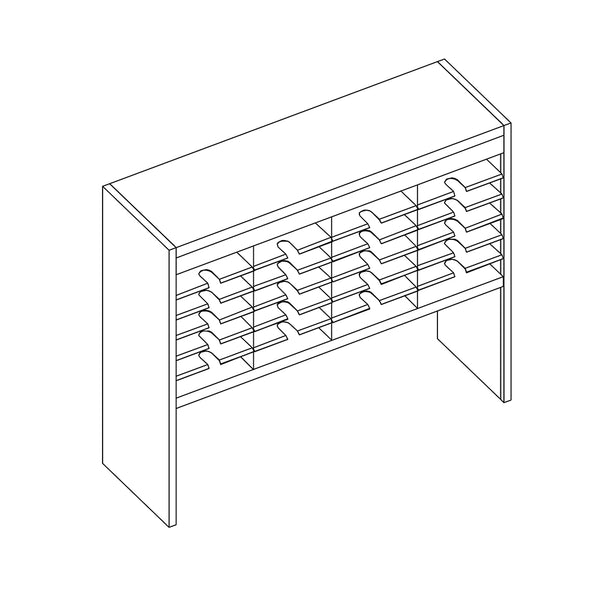 Mailflow Systems Sorter, Open Back w/17" Elevation; 24 Sorting Pockets 15”D