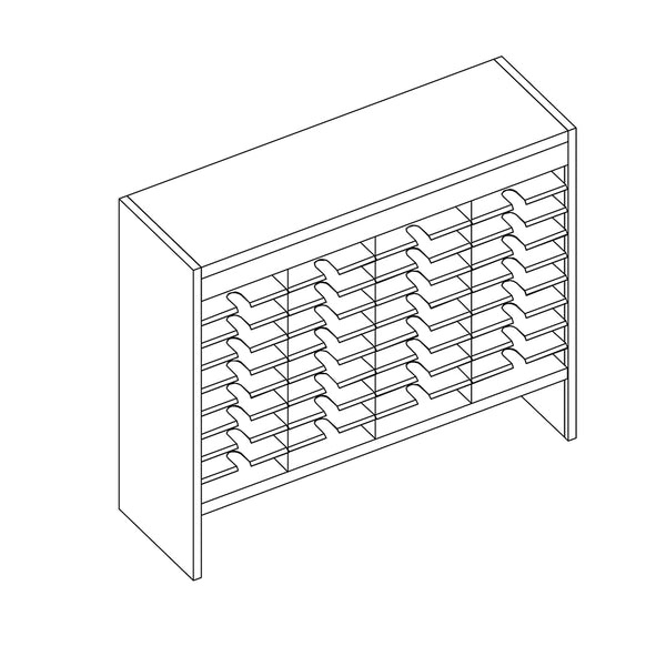 Mailflow Systems Sorter, Open Back w/ 8" Elevation; 36 Sorting Pockets 15”D