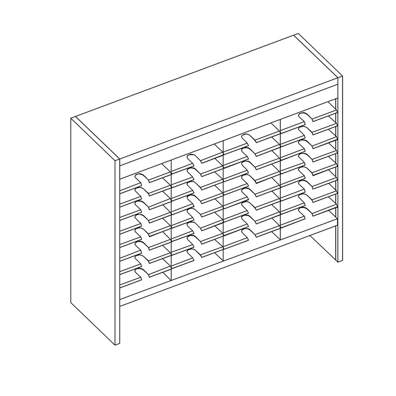 Mailflow Systems Sorter, Open Back w/ 8" Elevation; 36 Sorting Pockets 15”D