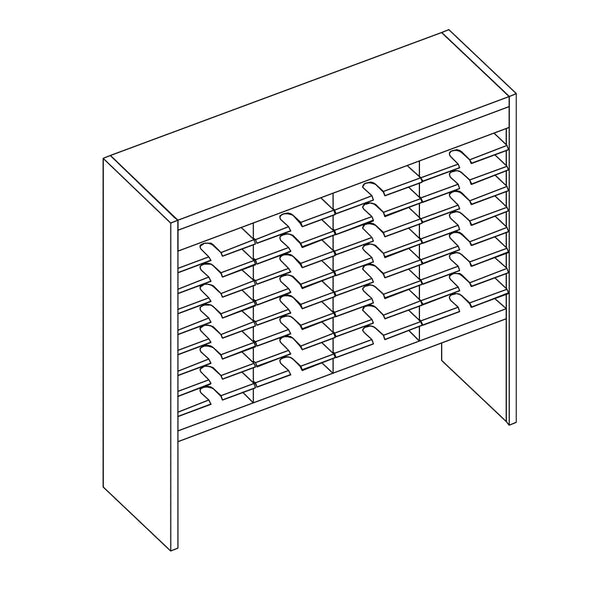 Mailflow Systems Sorter, Open Back w/ 15" Elevation; 36 Sorting Pockets 15”D