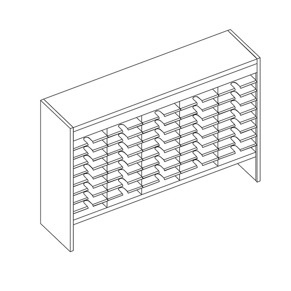Mailflow Systems Sorter, Open Back w/ 8" Elevation; 45 Sorting Pockets 15”D