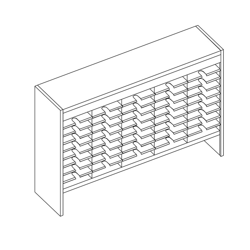 Mailflow Systems Sorter, Open Back w/ 8" Elevation; 45 Sorting Pockets 15”D