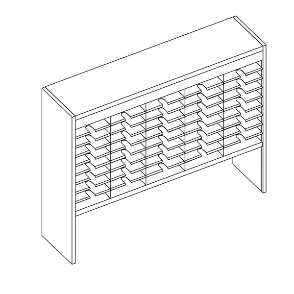 Mailflow Systems Sorter, Open Back w/ 15" Elevation; 45 Sorting Pockets 15”D