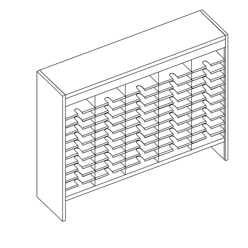 Mailflow Systems Sorter, Open Back w/ 7" Elevation; 55 Sorting Pockets 15”D