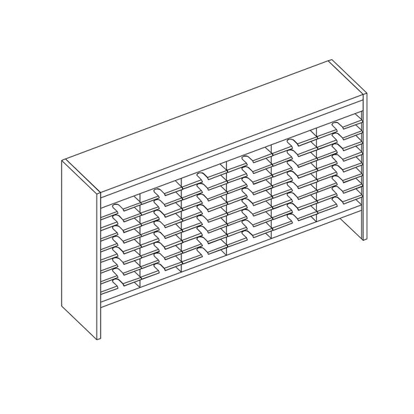 Mailflow Systems Sorter, Open Back w/ 8" Elevation; 54 Sorting Pockets 15”D