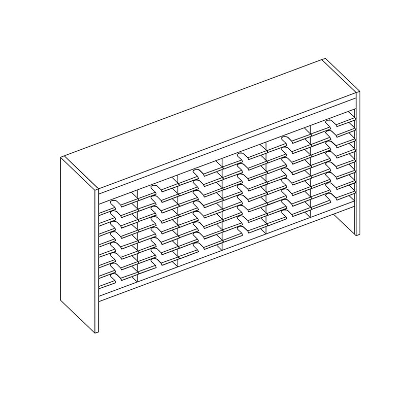 Mailflow Systems Sorter, Open Back w/ 8" Elevation; 54 Sorting Pockets 15”D