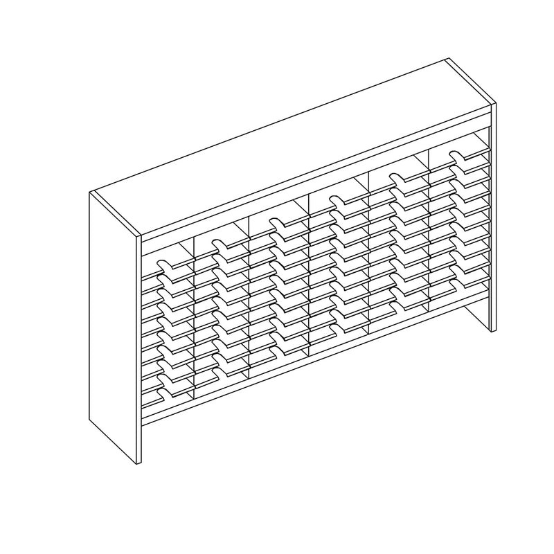 Mailflow Systems Sorter, Open Back w/ 7" Elevation; 66 Sorting Pockets 15”D