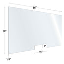 SafeGuard Barrier Clear Acrylic Screen with Transaction Cutout - 66"W x 30"H