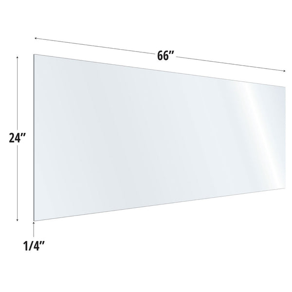 SafeGuard Barrier Clear Acrylic Screen with Square Edges - 66"W x 24"H