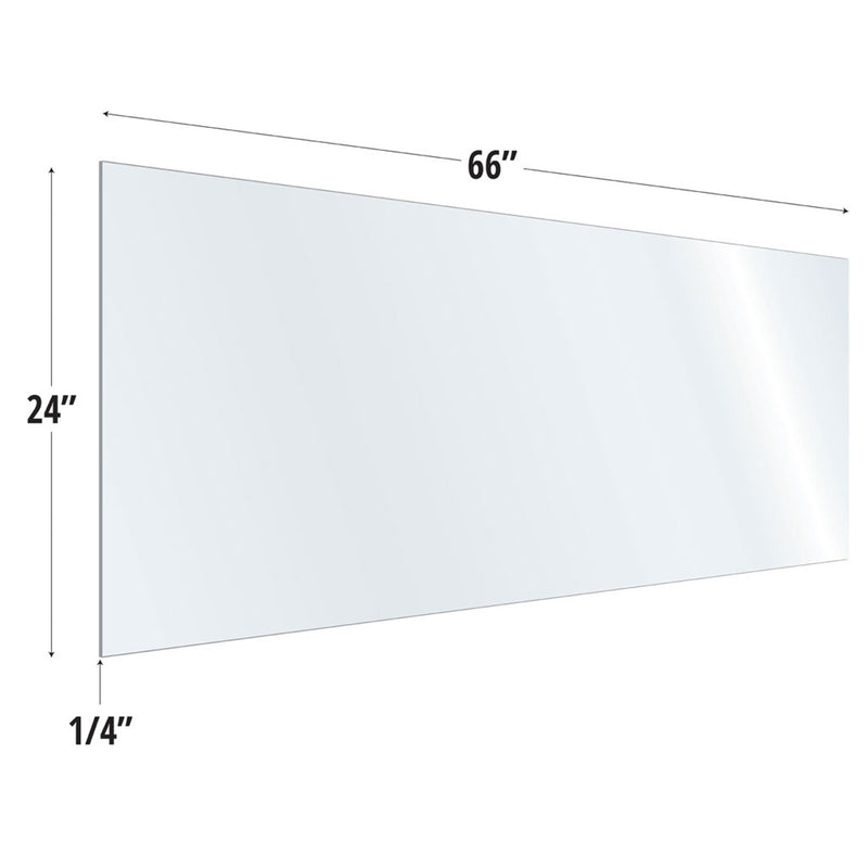 SafeGuard Barrier Clear Acrylic Screen with Square Edges - 66"W x 24"H