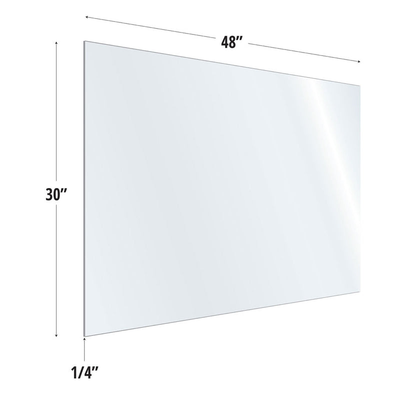 SafeGuard Barrier Clear Acrylic Screen with Square Edges - 48"W x 30"H