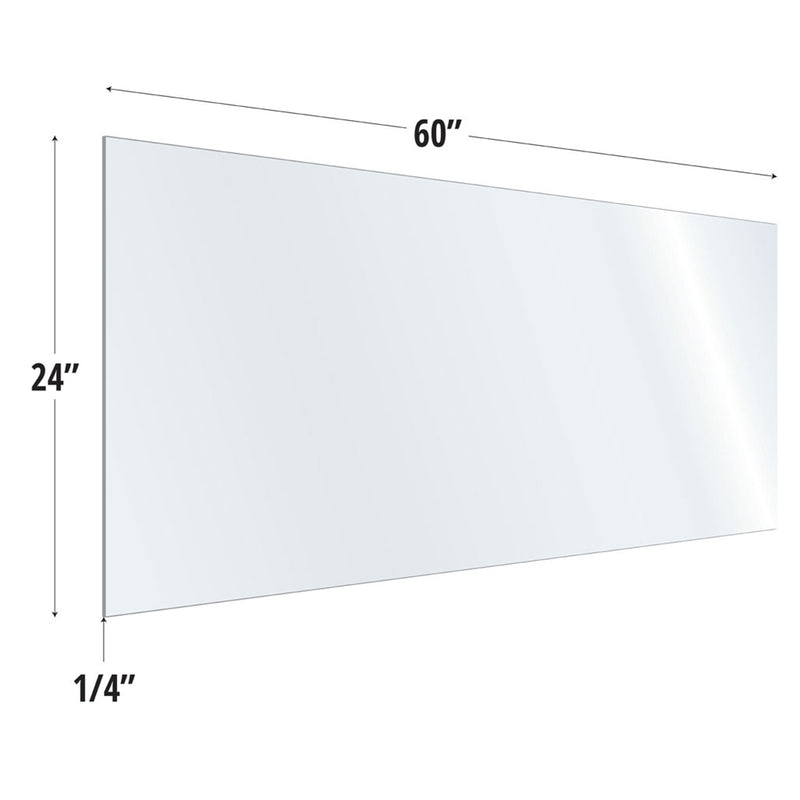 SafeGuard Barrier Clear Acrylic Screen with Square Edges - 60"W x 24"H