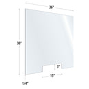 SafeGuard Barrier Clear Acrylic Screen with Transaction Cutout - 36"W x 30"H