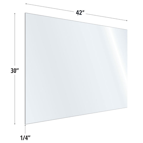 SafeGuard Barrier Clear Acrylic Screen with Square Edges - 42"W x 30"H