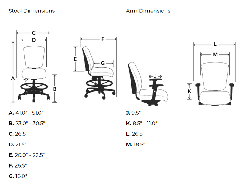 Brisbane HD 24/7 Mid Back Stool with a Large C Seat