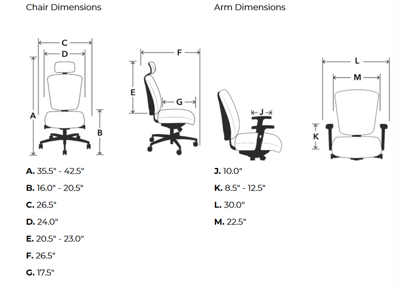 Brisbane HD 24/7 Mid Back Chair with an Extra-large D Seat