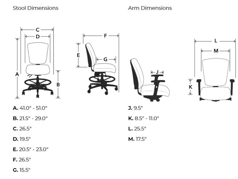 Brisbane HD 24/7 Mid Back Stool with a Standard A Seat