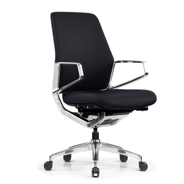 Veneto Executive Mid Back Chair with Polished Aluminum Frame