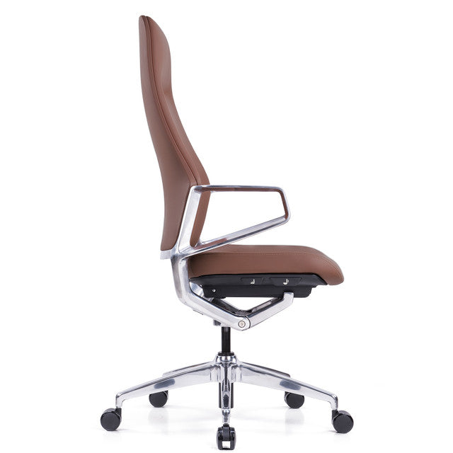 Veneto High Back Executive Chair with Polished Aluminum Frame