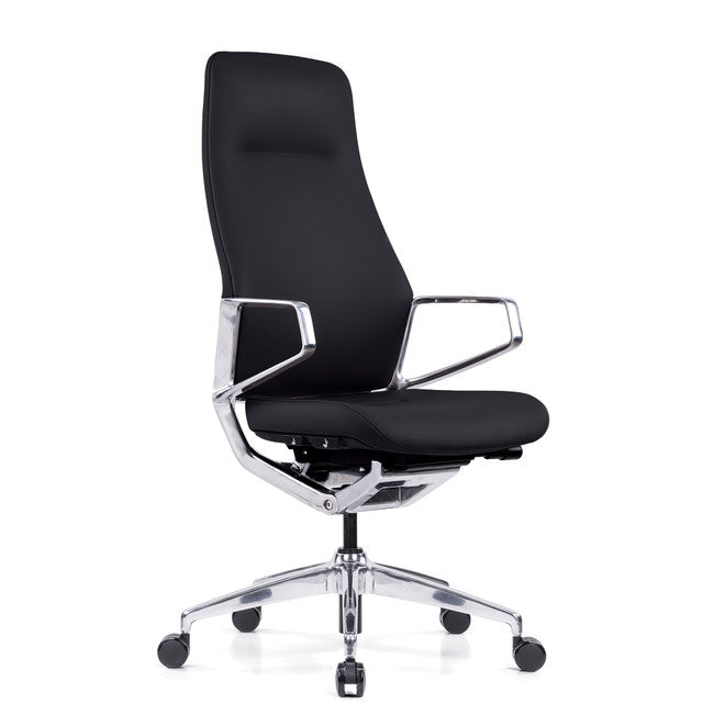 Veneto High Back Executive Chair with Polished Aluminum Frame