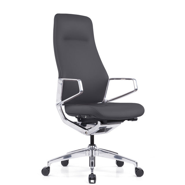 Veneto High Back Executive Chair with Polished Aluminum Frame