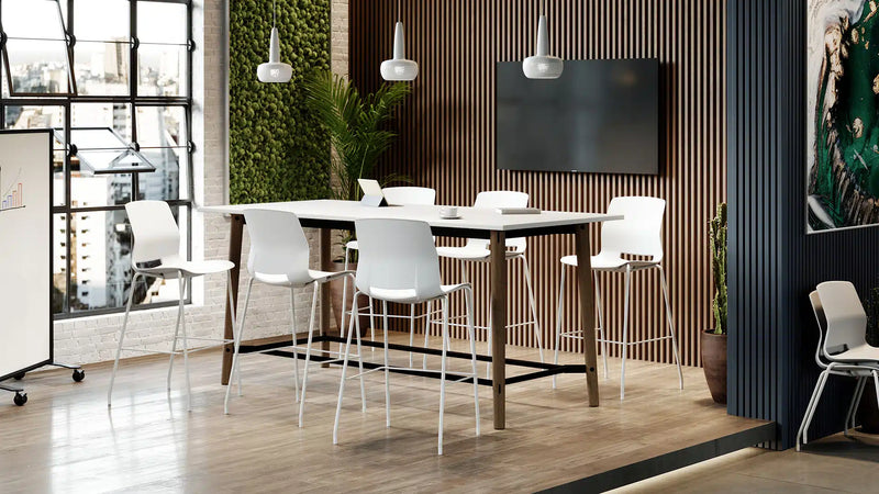 Voodoo 36" x 72" Rounded Rectangle Cafe Table HPL Top with Matching 3MM PVC Square Edge