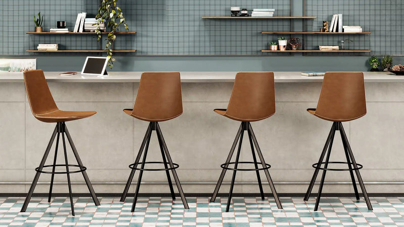 KFI Zoso Contemporary Faux Leather Swivel Bar Stool